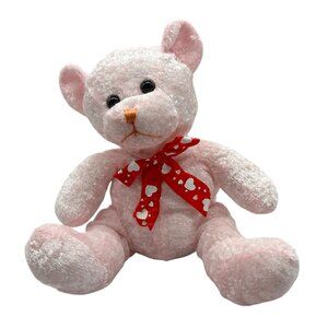 Best‎ Made Toys Pink Valentine Bear Plush 10" Red Heart Bow Stuffed Animal